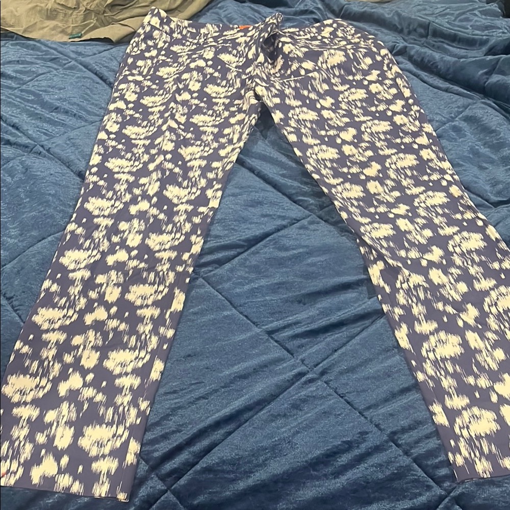 Joe Fresh Blue and White Straight Leg Jeans with Floral Pattern